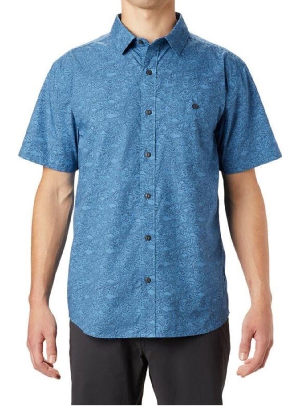 Mountain Hardwear Conness Lakes Short Sleeve Button Up Short Blue XL Resort Mens